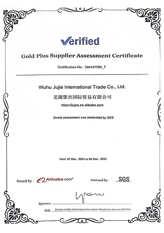 gold plus supplier assessment certificate
